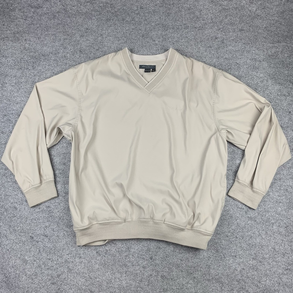Eddie Bauer Mens Large Tall Beige Golf Pullover Lightweight Polyester Outdoor